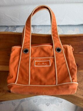 Vera Bradley Orange Mini Canvas Tote with Cream Trim
